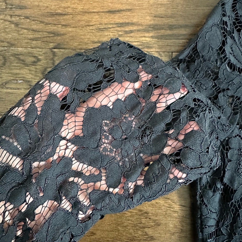 Anthropologie Mare Mare Persephone Black Lace Mini Dress Size Small - Picture 7 of 11